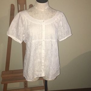 Calvin Klein button down blouse with cap sleeves